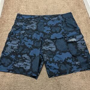 Aftco Men’s Tactical Fishing Shorts Size 42 9” Inseam Blue Digital Camo